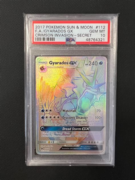 Pokemon Psa 10 Gyarados Gx 112 Crimson Invasion 2017 Secret Rare