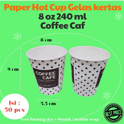 Jual Paper Hot Cup Gelas Kertas 8 Oz 240 Ml Coffee Cafe Isi 50 Pcs