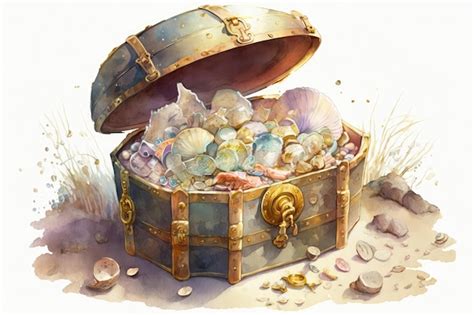 Premium Photo Light Watercolor Painting Style Of Old Treasure Chest