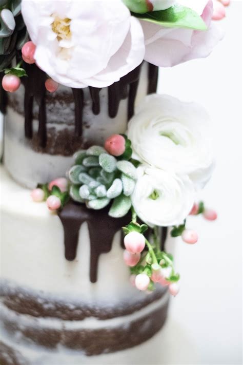 Bake Me A Kake Semi Naked Drip Cake With Fresh Flowers