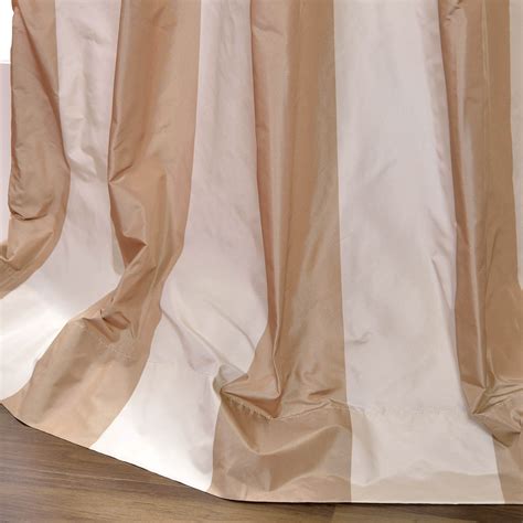 Cappuccino Faux Silk Taffeta Stripe Curtains Panel