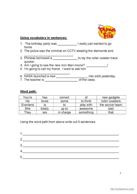 Phineas And Ferb Rollercoaster Video English Esl Worksheets Pdf Doc