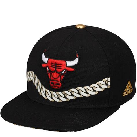 Adidas Chicago Bulls Gold Chain Strapback Hat Black Official