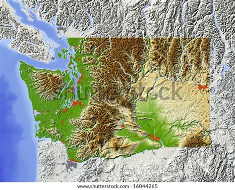 Washington State Shaded Relief Map Major Stock Illustration 16044265