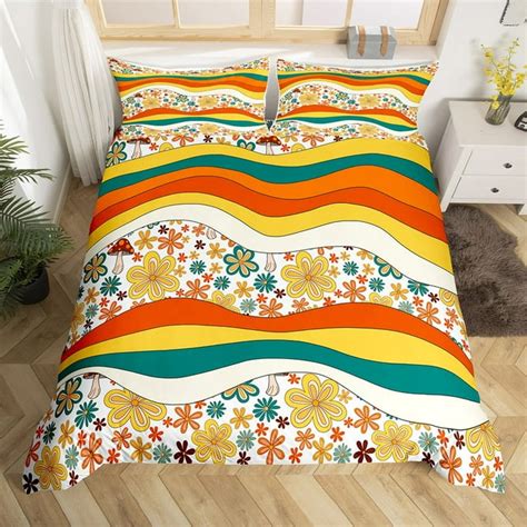 Yst 1960s 1970s Groovy Flower King Duvet Cover For Girlshippie Funky