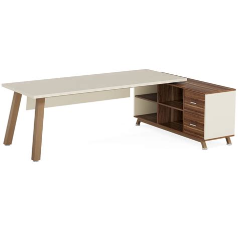 Tribesigns 71" Executive Desk L-Shaped Computer Desk with File Cabinet