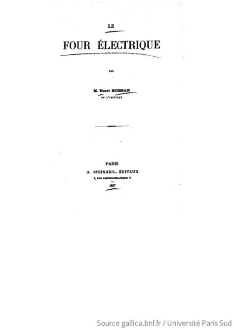 Le four électrique par M Henri Moissan Gallica