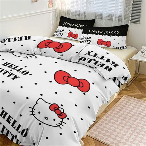 Cute Hello Kitty Bedding Sets For Girl Women Twin Size Comforter Set