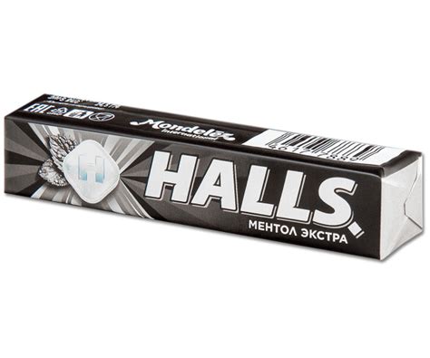 Леденцы Halls "Экстра сила" ментол экстра, черный, 25 г, 1 шт. - купить ...