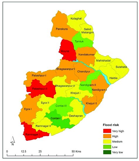 Flood risk map of Purba Medinipur district. | Download Scientific Diagram