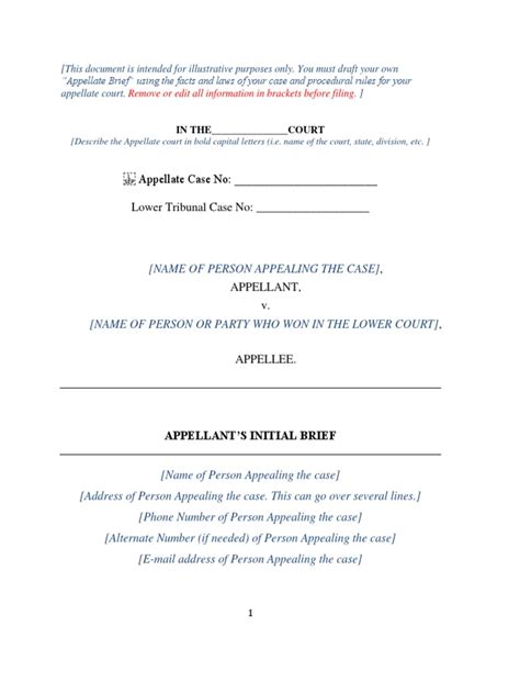 Appellate Brief Template Pdf Brief Law Lawsuit