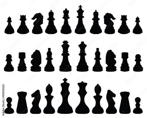 Black silhouette of chess pieces, vector Stock Vector | Adobe Stock