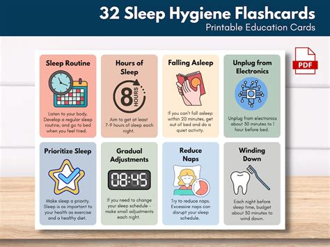 Sleep Hygiene Flash Cards Sleep Wellness Tips Worksheets Insomnia