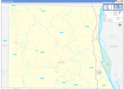 Lewis County Mo Zip Code Wall Map Basic Style By Marketmaps Mapsales