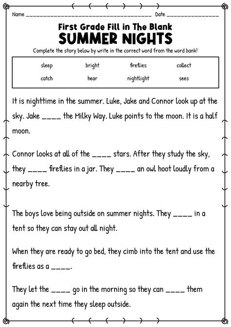 Printable Stories For 1st Graders