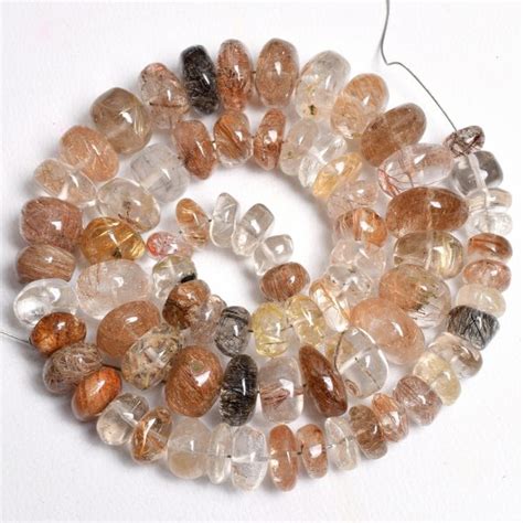 Natural Golden Rutile Smooth Rondelle Shape Beads Shyama Gems