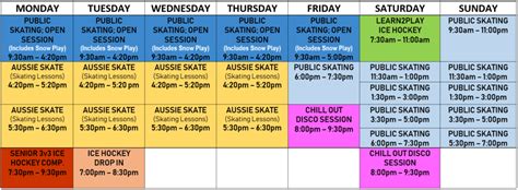 Timetable and Session Times | Darwin Ice Skating Centre