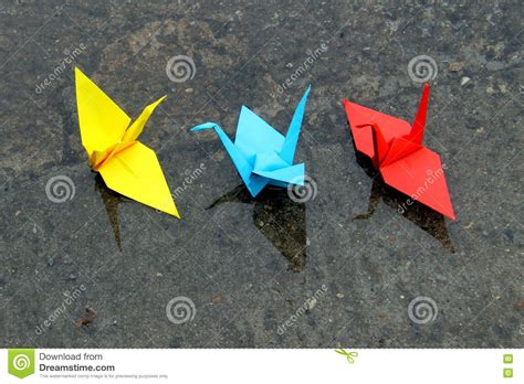 Paper Origami Cranes In The Water Stock Image Image Of Japan Culture