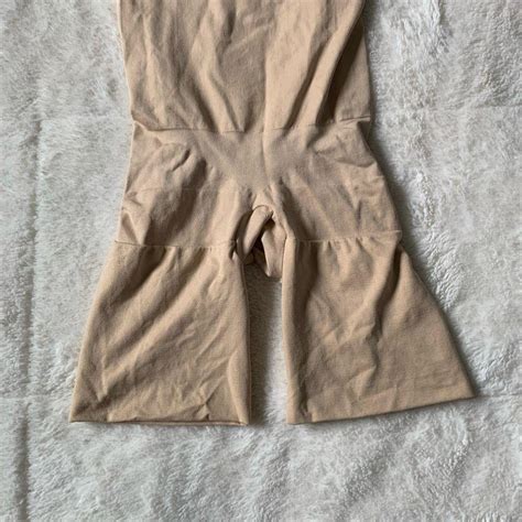 Spanx Assets Nude Open Bust Mid Thigh Bodysuit In Depop