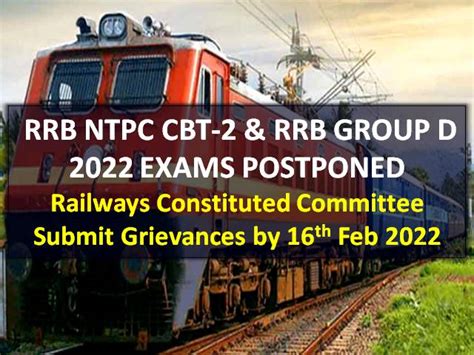 RRB NTPC CBT 2 RRB Group D 2022 Exam Suspended Get Direct Link To