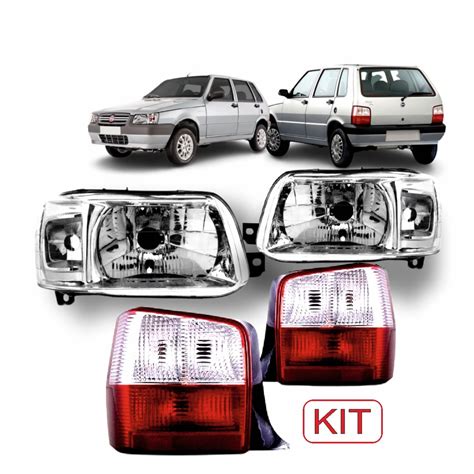 Kit Lanternas Farol Fiat Uno Mille Fire Way Economy 1 0 2004 2005