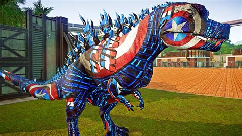 Captan America Godzilla And Spiderman I Rex Indoraptor Vs Colors T Rex