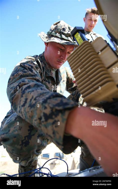 Us Marine Corps Cpl Tucker Hager A Satellite Operator With Communications Section 13th