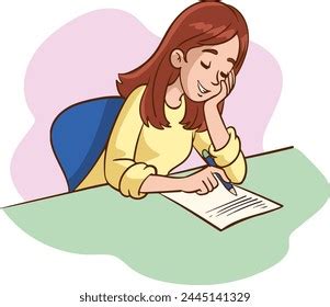 Vector Illustration Young Girl Writing Letter Stock Vector (Royalty Free) 2445141329 | Shutterstock