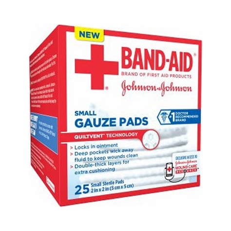 Band Aid First Aid Gauze Pads Small 2 Inch X 2 Inch 10 Ea