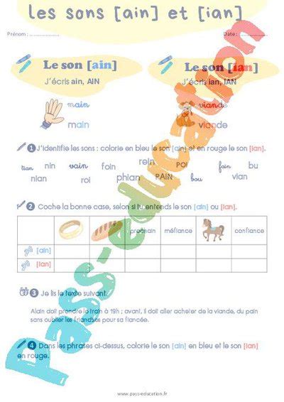 Confusion Entre Les Sons Ain Et Ian CP CE1 Exercices De