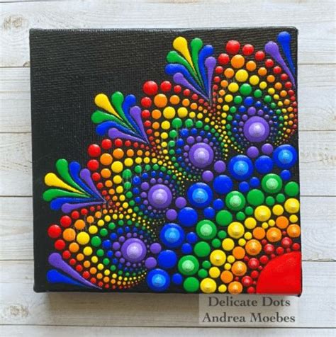 Rainbow dot mandala canvas painting Tutorial! | Dot art painting, Dot ...