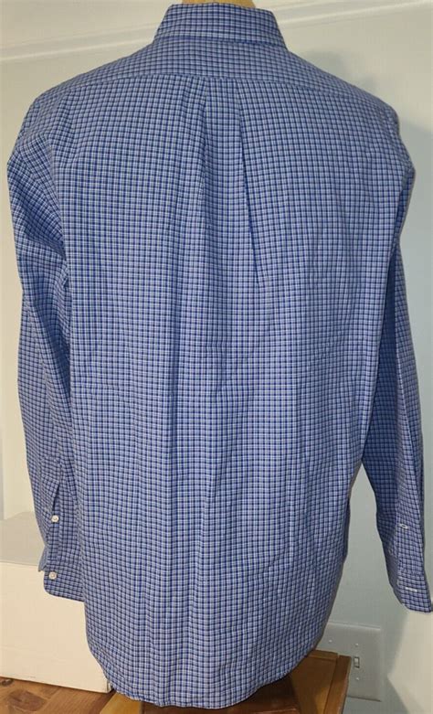 Polo Ralph Lauren Men S Custom Fit Dress Shirt XL Blue Black White