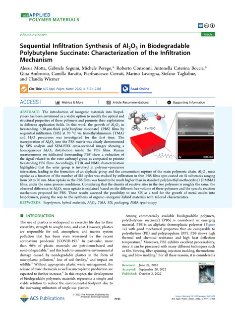 Pdf Sequential Infiltration Synthesis Of Al O In Biodegradable