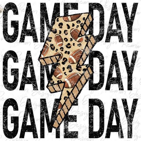 Game Day Football Lightning Bolt Png Football Sublimation Etsy