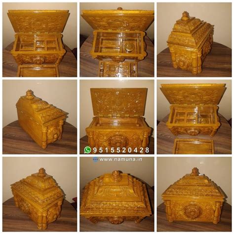 Several Pictures Of An Ornate Wooden Box