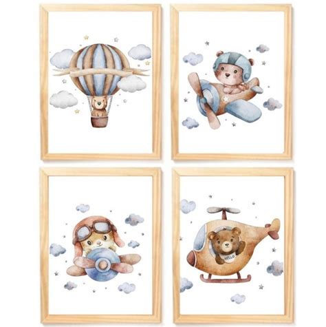 Kit Quadro Infantil Decorativo Urso Aviador Quarto Menino No Elo7 KZ