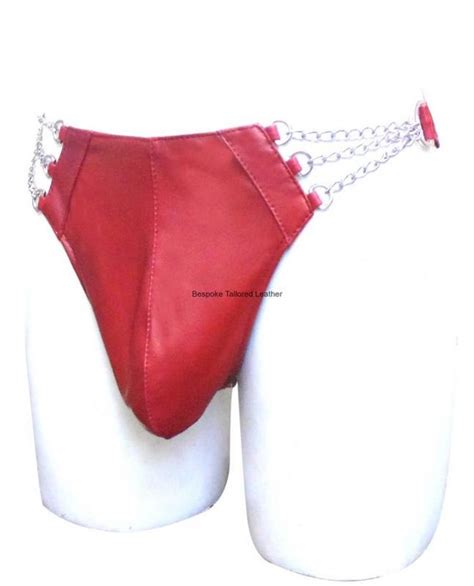 Leather Thong With Chain Custom Made To Order BTL003