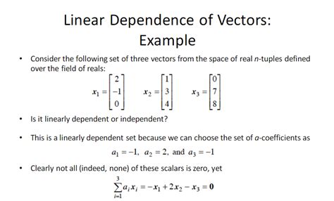 Solved Linear Dependence Of Vectors Example Consider The Chegg