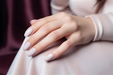Premium AI Image Glamour Woman Hand With Nude Shade Nail Polish On