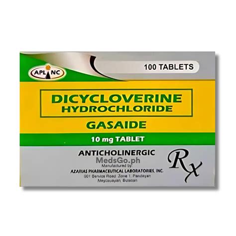 Gasaide Dicycloverine 10mg 1 Box X 100 Tabs Price In The Philippines Medsgo Pharmacy