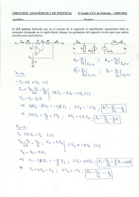 Examen Enero Preguntas Y Respuestas Circuitos Analogicos Y