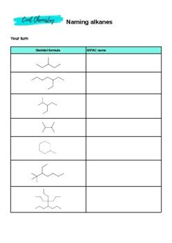 Naming Alkanes Worksheet