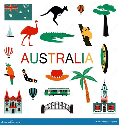 Australia Symbols And Icons Stock Vector Illustration Of Koala