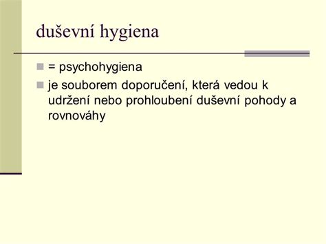 Duševní Zdraví Hygiena Ppt Stáhnout