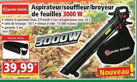 Promo Aspirateur Souffleur Broyeur De Feuilles W Garden Technic