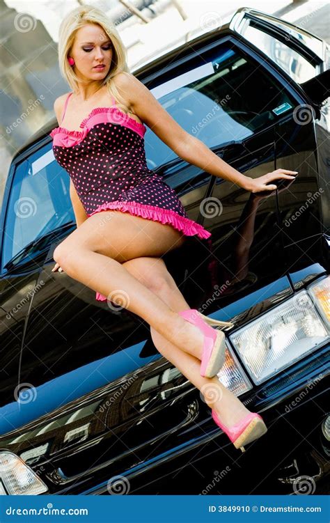 Sports Car Blonde Stock Photo Image Of Girl Clothes