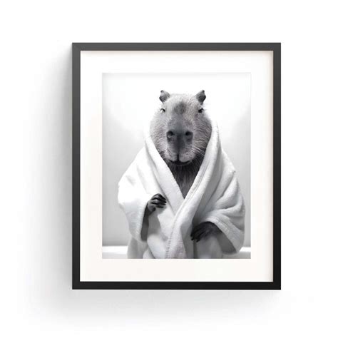 Capybara In Bathrobe Capybara Art Print Capybara Wall Art Etsy