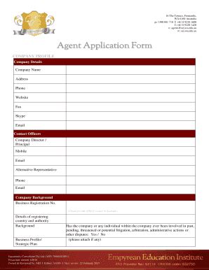 Fillable Online Eei Wa Edu Agent Application Form Eei Wa Edu Au Eei