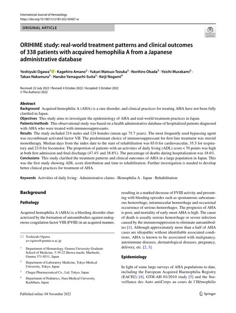 Pdf Orihime Study Real World Treatment Patterns And Clinical