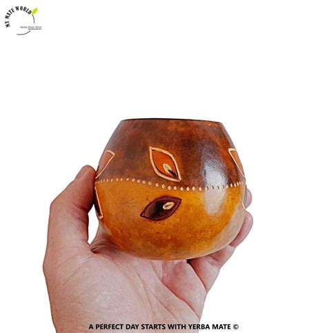 Handcrafted Orange Leaves Yerba Mate Gourd Only One In Stock Yerba Mate Gourds